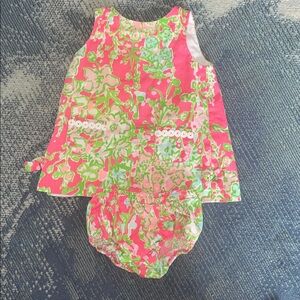 Lilly Pulitzer Pink & Green Floral Sleeveless Dress with Diaper Cover